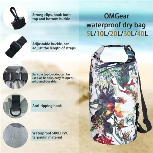 Waterproof Dry Bag Backpack Phone Pouch 40L/30L/20L/10L/5L Floating Dry Sack - Picture 3 of 7